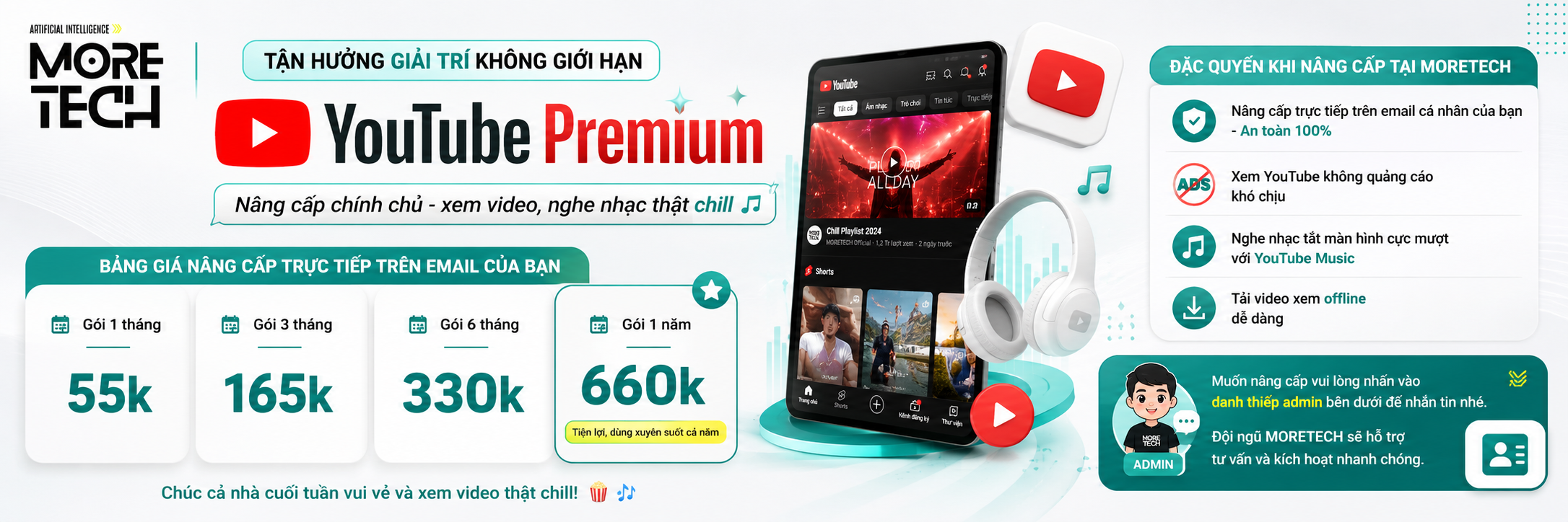 Tận hưởng giải trí không giới hạn cùng YouTube Premium Chính chủ 📺✨
